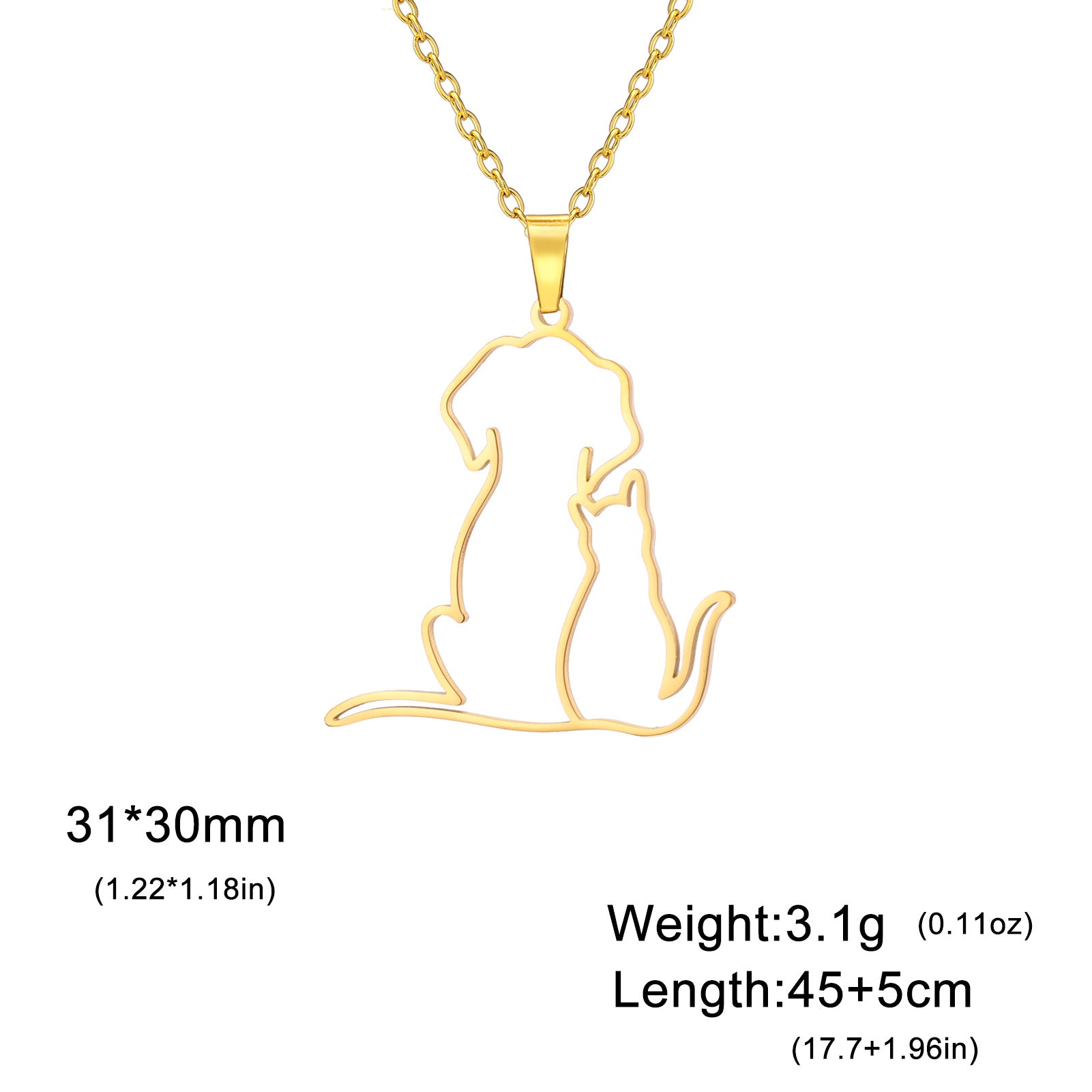 Womens Cute Jewelry Cat And Dog Pendant Stainless Steel Necklace
