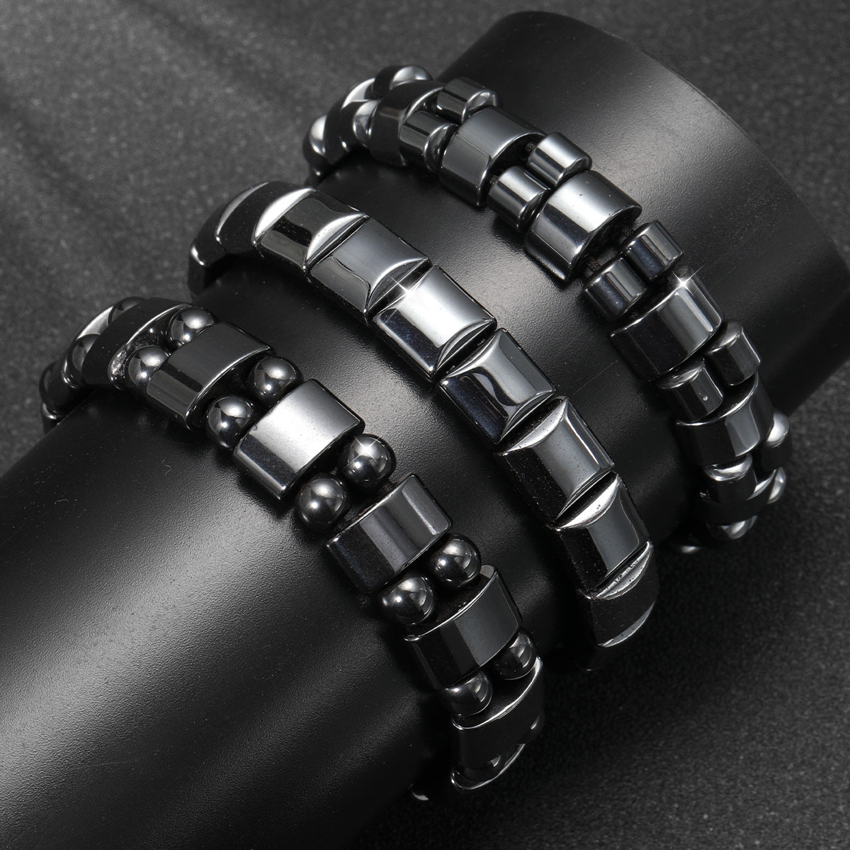 Black Tourmaline Magnetic Therapy Bracelet For Men And Women Round Bead Couples Accessory Bangle