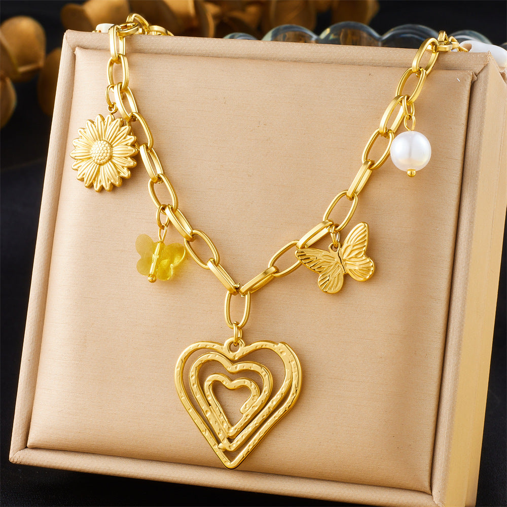 European And American-style Vintage Stainless Steel Multi-element Necklace