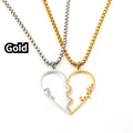 Combined Stainless Steel Cut Name Heart Couple Necklace